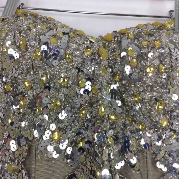 JOVANI Black Strapless Mermaid Rhinestones Pin Up Nude Lining Prom Formal Gown 2 - Picture 5 of 16